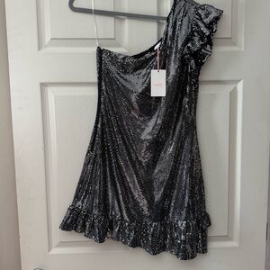 Entro Black and Silver Sequin Fabric